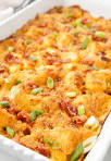 Cheesy Potato and Bacon with Buttery Cornflake Casserole